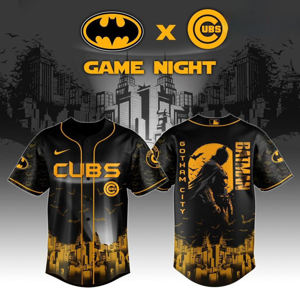 Chicago Cubs x DC Batman Game Night Special Baseball Jersey Presents For Baseball Lovers