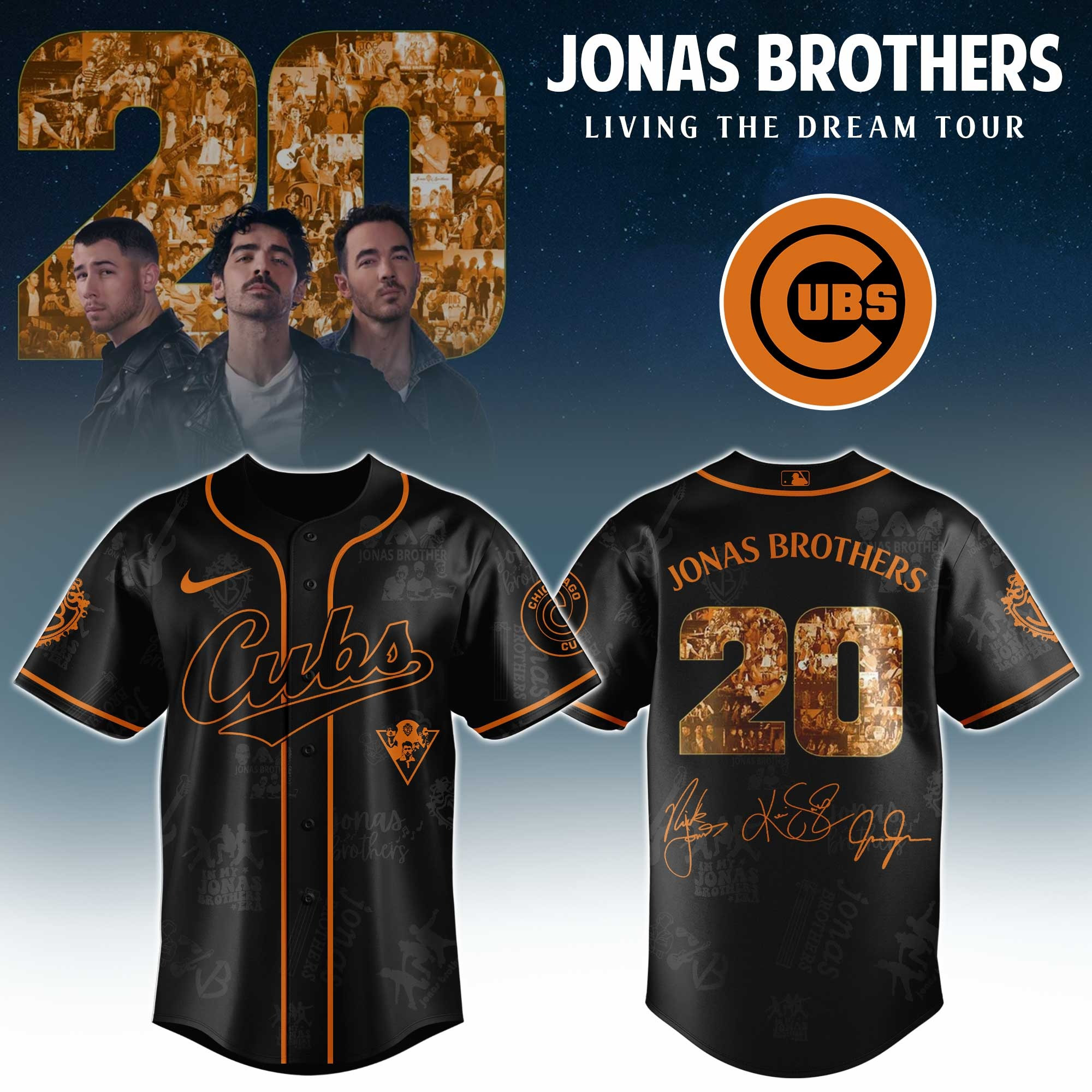 Chicago Cubs X Jonas Brothers 20 Tour 2025 Jersey MLB Merch Baseball Fan Gifts For Him