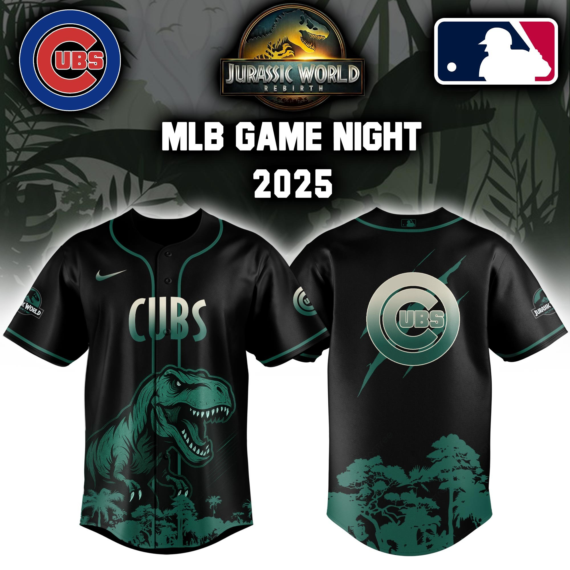 Chicago Cubs x Jurassic World Baseball Jersey Best Gifts For Baseball Lovers