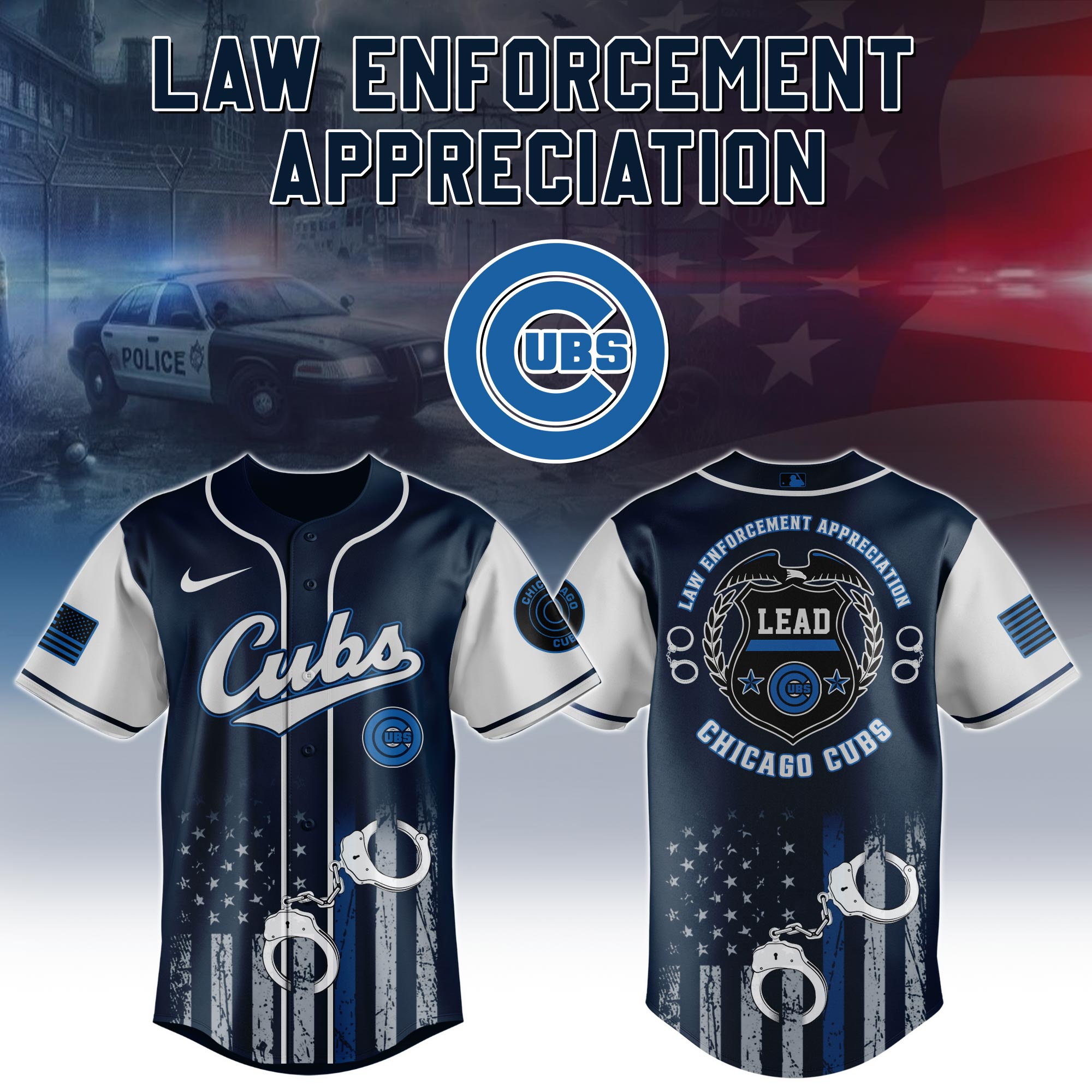 Chicago Cubs x Law Enforcement Appreciation Day Jersey Gifts For Baseball Fans