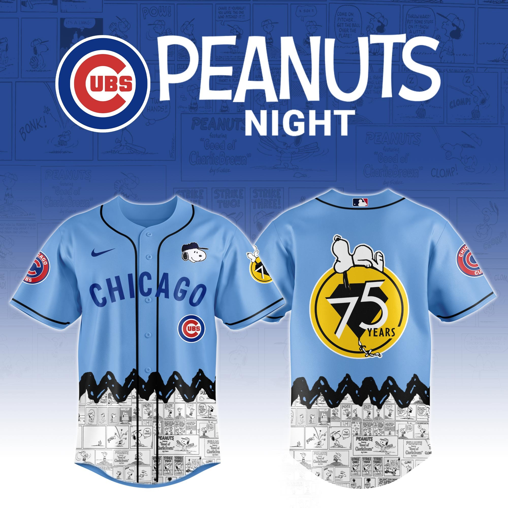 Chicago Cubs x Peanuts Night Jersey 2025 Presents For Baseball Fans