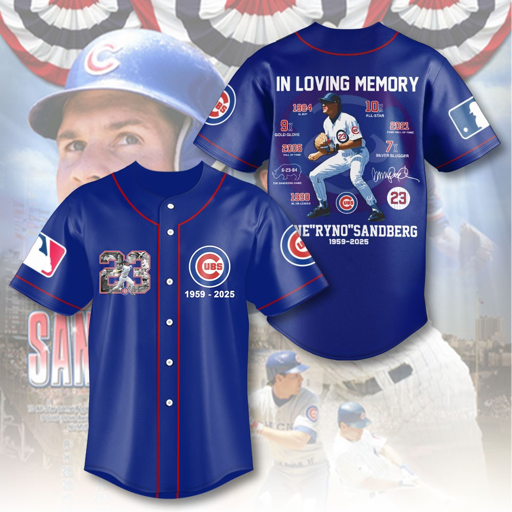 Chicago Cubs x Ryne Sandberg 23 Baseball Jersey Baseball Enthusiast Gifts For Him
