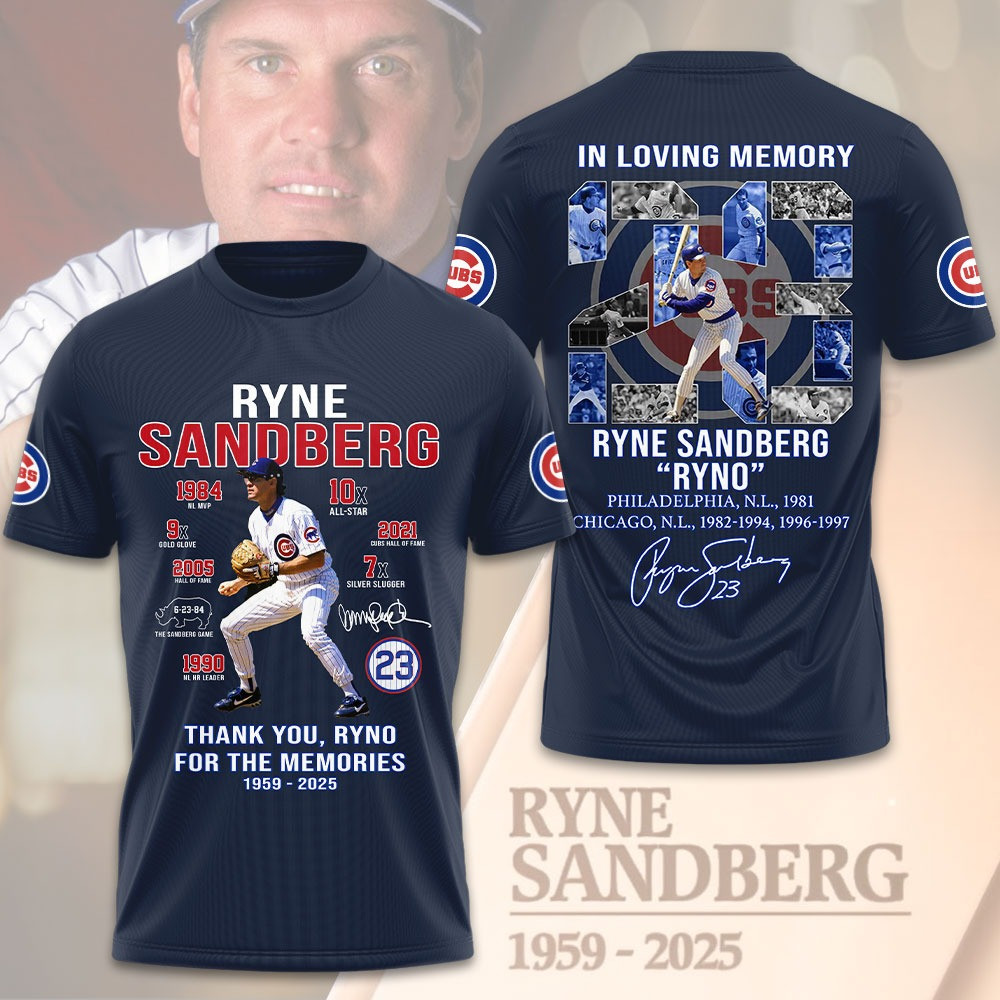 Chicago Cubs x Ryne Sandberg In Loveing Memory T-Shirt Gifts For Baseball Fans