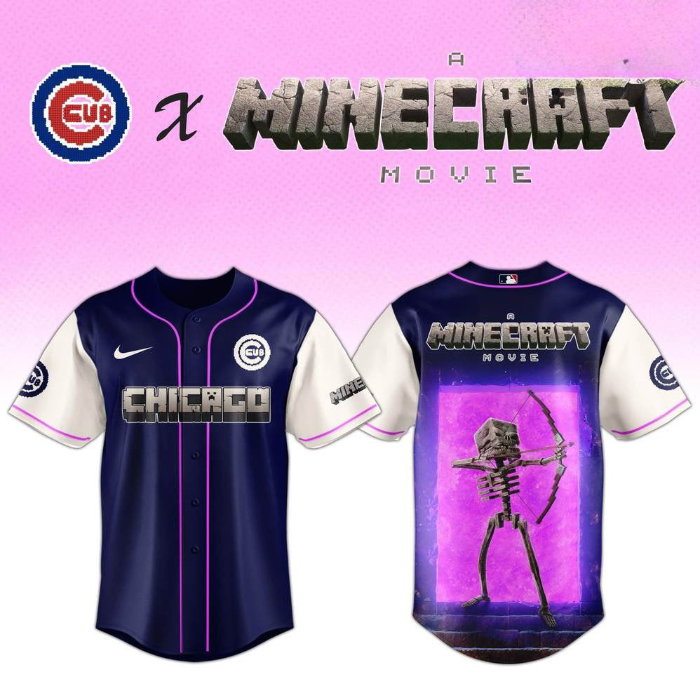 Chicago Cubs x Skeleton A Minecraft Movie Special Baseball Jersey Baseball Lover Gift Ideas