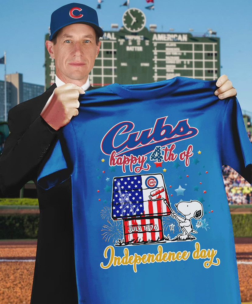 Chicago Cubs x Snoopy Happy 4th Of July T-shirt Gifts For Baseball Lovers Independence Day Merch