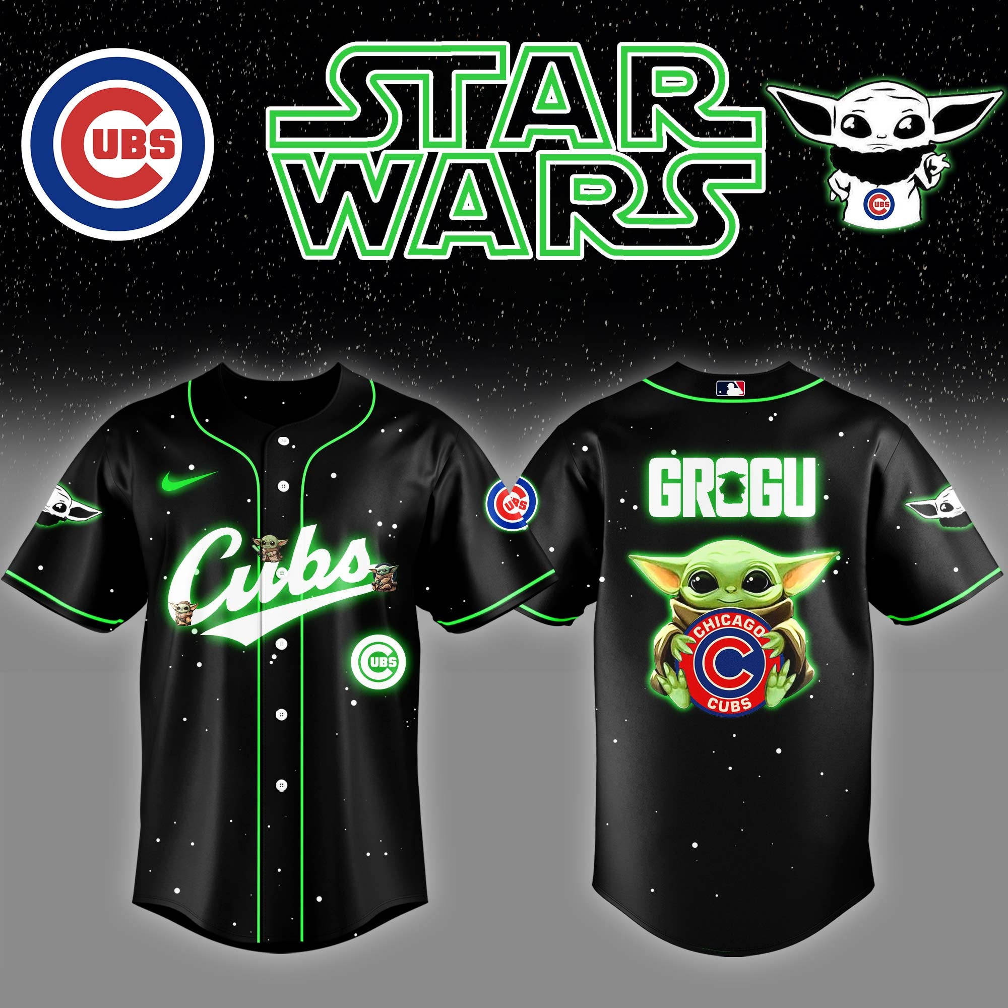 Chicago Cubs x Star Wars Darth Grogu Baseball Jersey Gifts For Nhl Fans