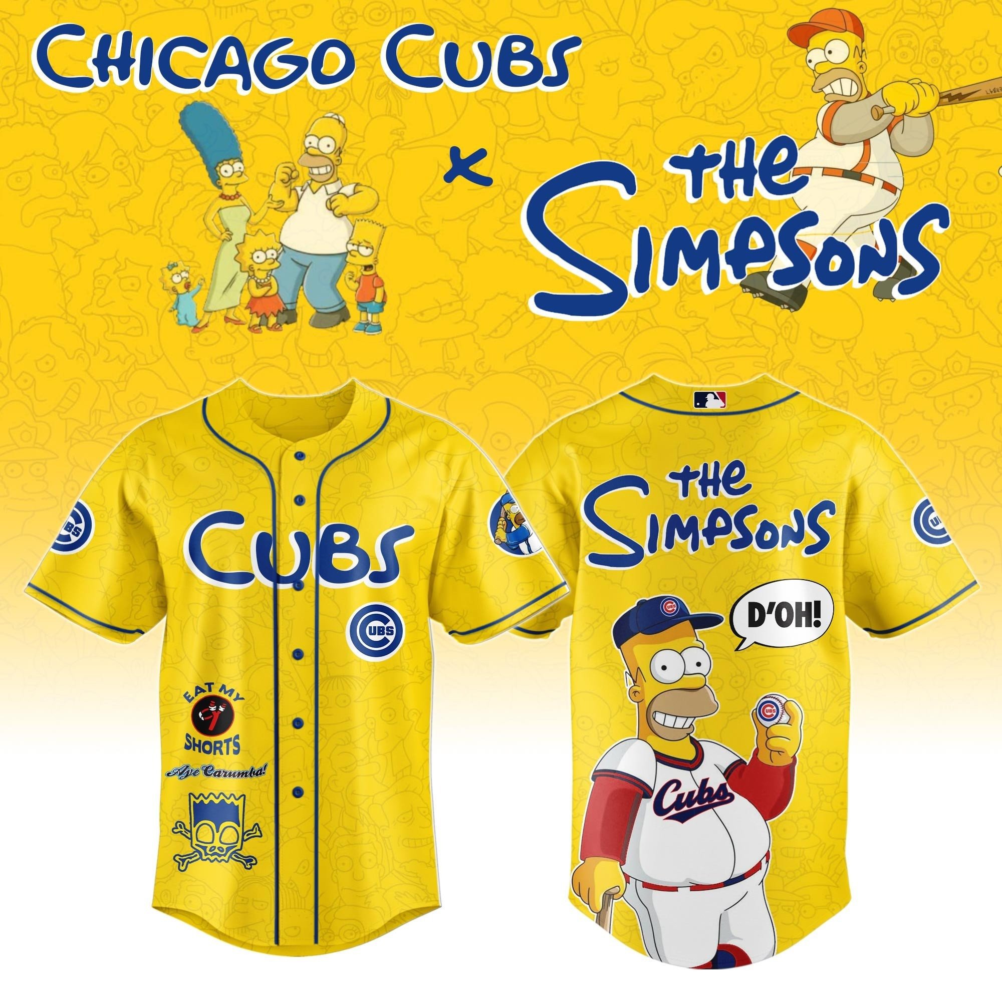Chicago Cubs x The Simpson Baseball Jersey Unique Gifts For Baseball Lovers