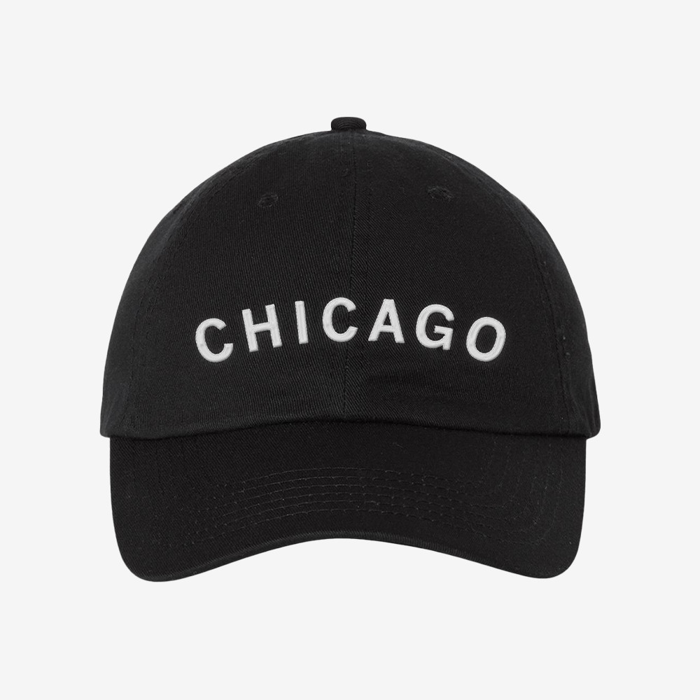 Chicago Curved Logo Black Dad Hat Patriotic Chicago Baseball Cap Gifts For Dad