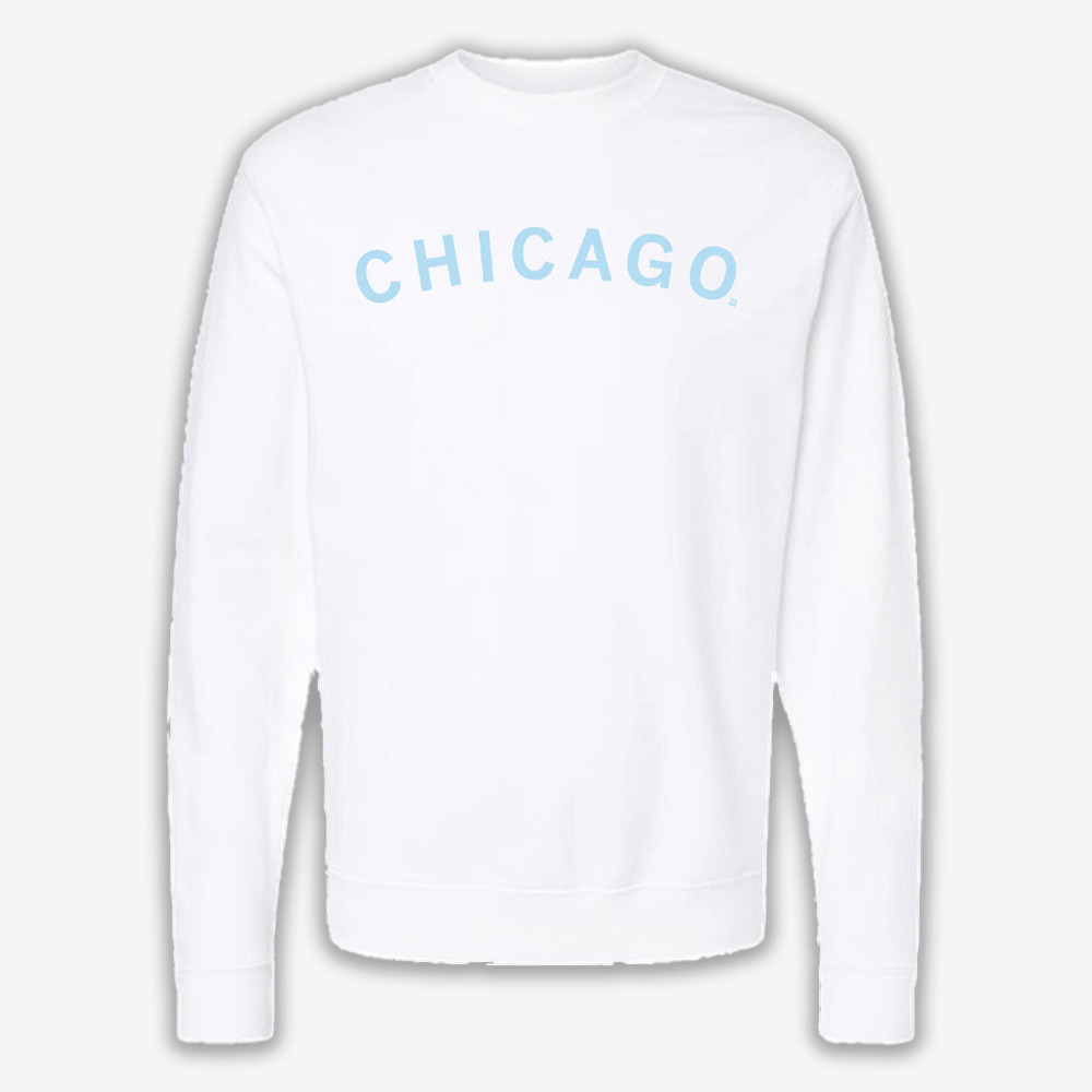 Chicago Curved Logo Crew Sweatshirt Patriotic Chicago Clothing Gifts For Men