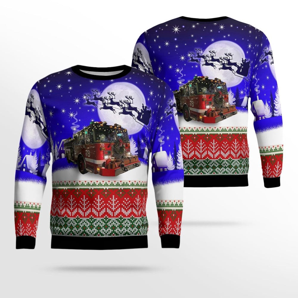 Chicago Fire Engine 78 AOP Ugly Sweater Xmas Unisex Sweater Christmas Gifts For Men Women