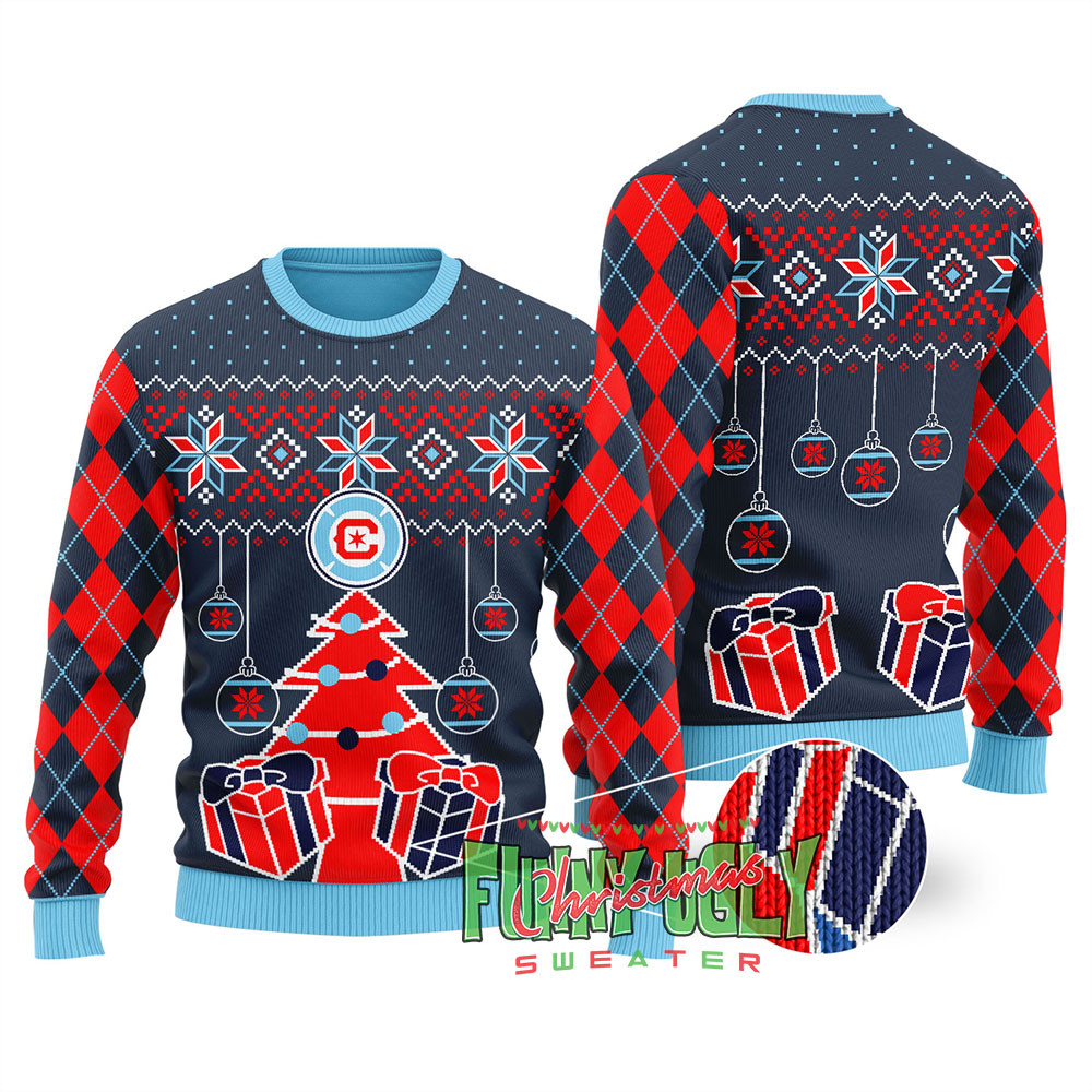 Chicago Fire Ugly Christmas Sweater Navy Holiday Merch That Makes a Perfect Christmas Gift