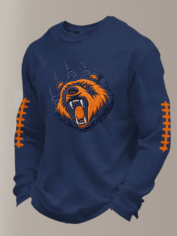Chicago Football Bear Paws Waffle Long Sleeve Shirt Chicago Strong CB Shirts Navy