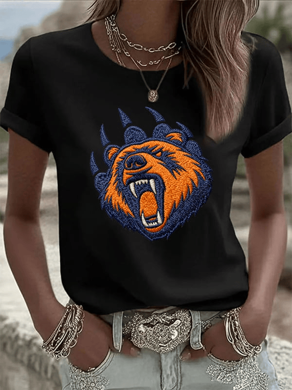 Chicago Football CB T-Shirt Forever Chicago Apparel Bear Paws Shirt Black Gifts For Women's