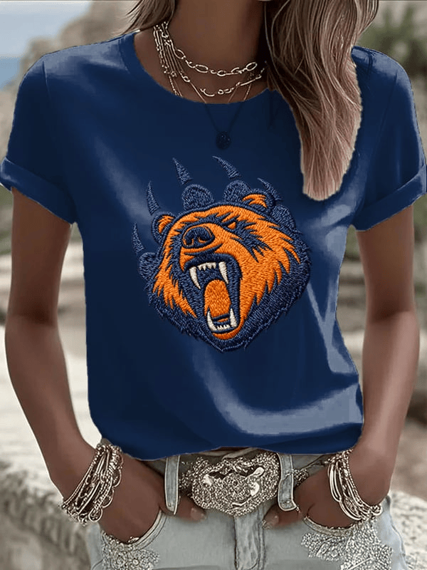 Chicago Football CB T-Shirt Forever Chicago Apparel Bear Paws Shirt Navy Gifts For Women's Chicago Football CB T-Shirt Forever Chicago Apparel Bear Paws Shirt Navy Gifts For Women's