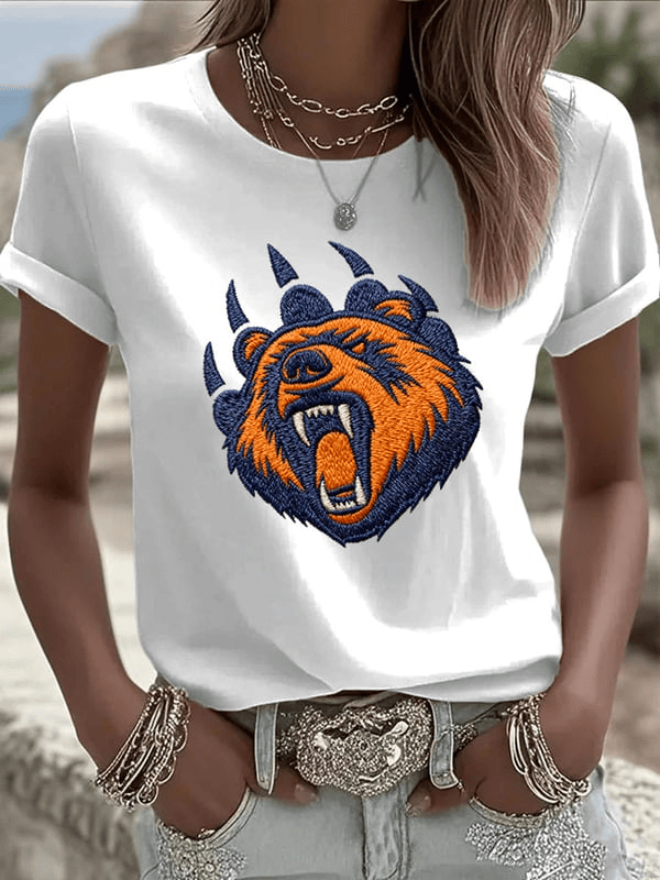 Chicago Football CB T-Shirt Forever Chicago Apparel Bear Paws Shirt White Gifts For Women's