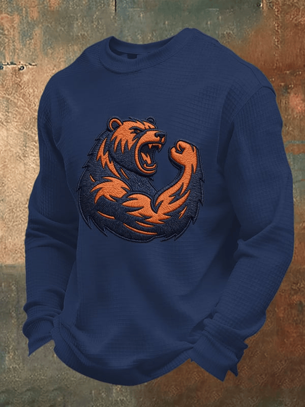 Chicago Football CB Waffle Long Sleeve T-Shirt Chicago Strong Merch Bears Shirt Navy