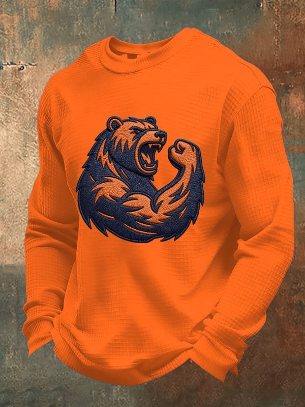 Chicago Football CB Waffle Long Sleeve T-Shirt Chicago Strong Merch Bears Shirt Orange