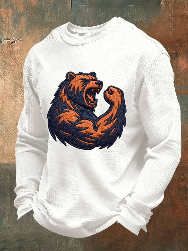 Chicago Football CB Waffle Long Sleeve T-Shirt Chicago Strong Merch Bears Shirt White