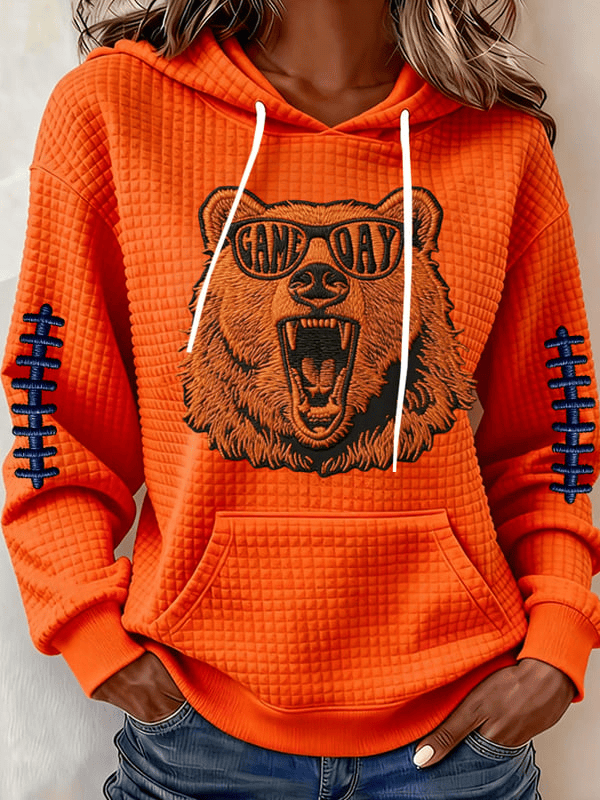 Chicago Football Game Day Waffle Hoodie Chicago Strong Apparel Bears Merch Orange Gifts For Mom Chicago Football Game Day Waffle Hoodie Chicago Strong Apparel Bears Merch Orange Gifts For Mom