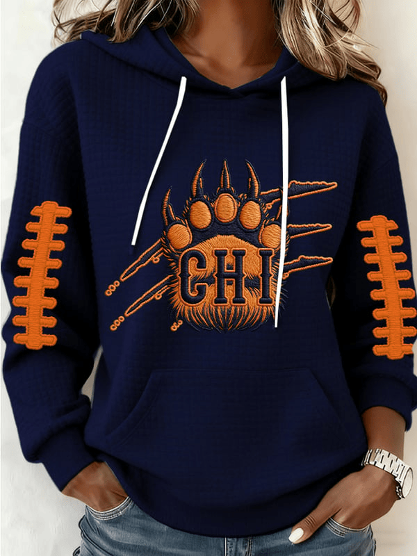 Chicago Football Good Better Best Waffle Hoodie Bear Paws Game Day Hoodie Navy Gifts For Mom