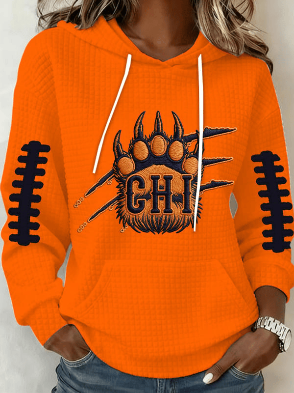 Chicago Football Good Better Best Waffle Hoodie Bear Paws Game Day Hoodie Orange Gifts For Mom