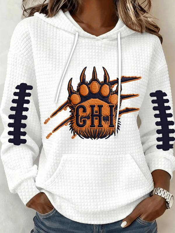 Chicago Football Good Better Best Waffle Hoodie Bear Paws Game Day Hoodie White Gifts For Mom Chicago Football Good Better Best Waffle Hoodie Bear Paws Game Day Hoodie White Gifts For Mom