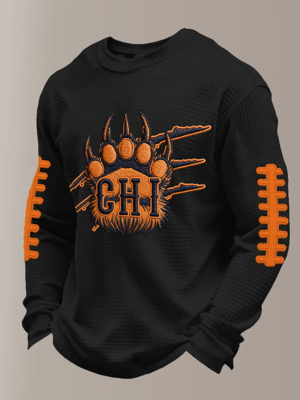Chicago Football Good Better Best Waffle Long Sleeve T-Shirt Bear Paws Game Day Shirts Black
