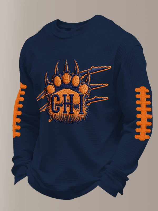 Chicago Football Good Better Best Waffle Long Sleeve T-Shirt Bear Paws Game Day Shirts Navy Chicago Football Good Better Best Waffle Long Sleeve T-Shirt Bear Paws Game Day Shirts Navy