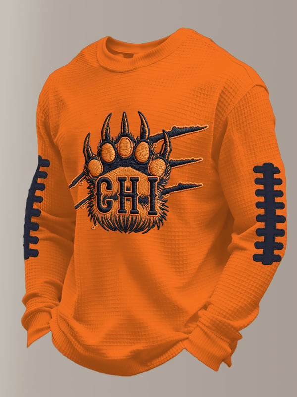 Chicago Football Good Better Best Waffle Long Sleeve T-Shirt Bear Paws Game Day Shirts Orange