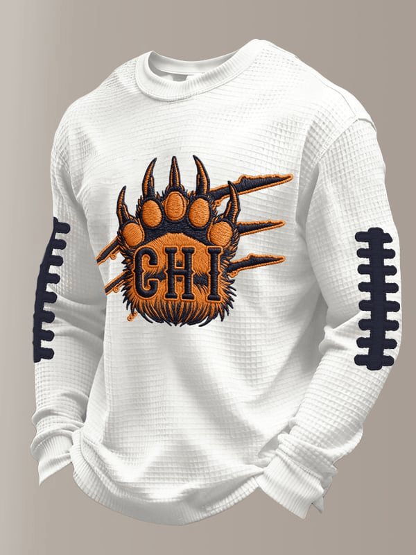 Chicago Football Good Better Best Waffle Long Sleeve T-Shirt Bear Paws Game Day Shirts White Chicago Football Good Better Best Waffle Long Sleeve T-Shirt Bear Paws Game Day Shirts White