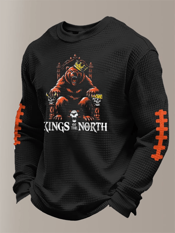 Chicago Football Kings Of The North Waffle Long Sleeve Shirt Chicago Strong CB Merch Black