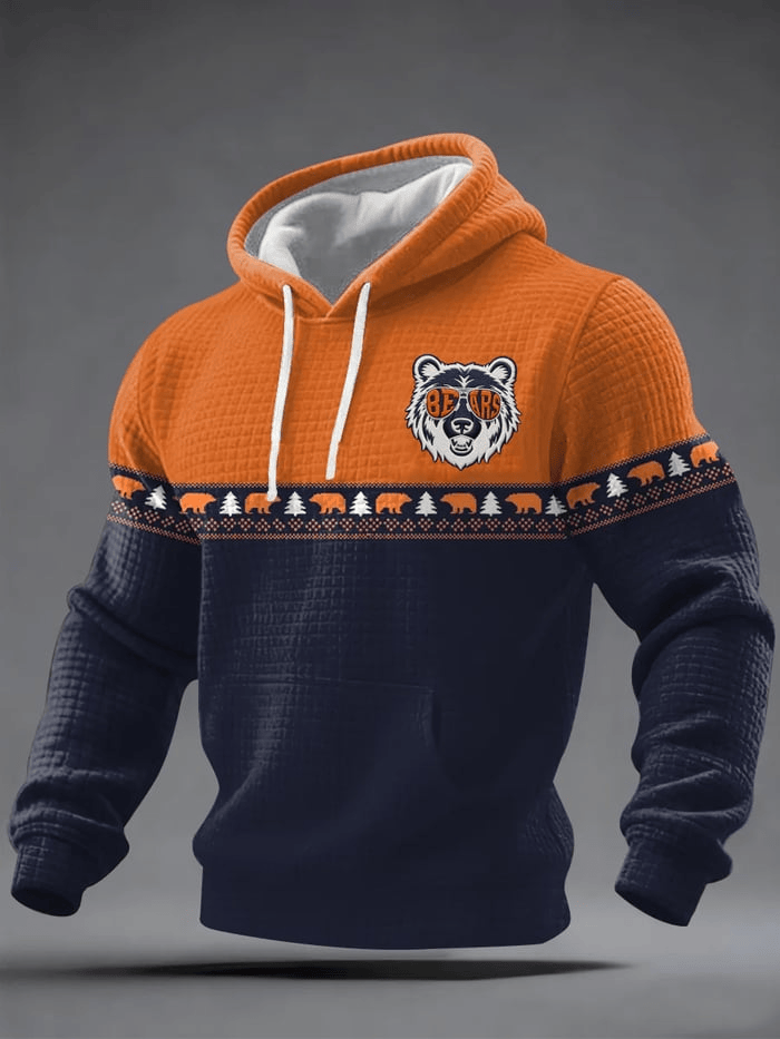 Chicago Football Waffle Hoodie Chicago Pride Bears Hoodie Game Day Apparel Him Gifts