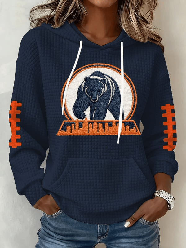 Chicago Football Waffle Hoodie Forever Chicago Apparel Bears Merch Navy Gifts For Fans