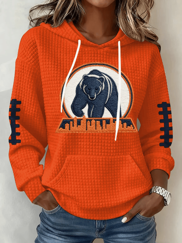 Chicago Football Waffle Hoodie Forever Chicago Apparel Bears Merch Orange Gifts For Fans
