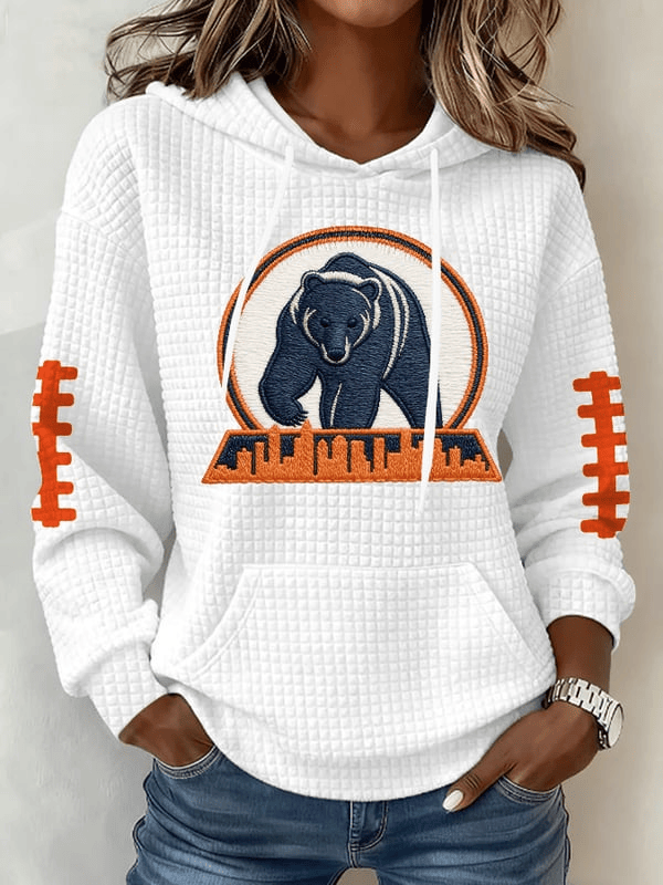 Chicago Football Waffle Hoodie Forever Chicago Apparel Bears Merch White Gifts For Fans