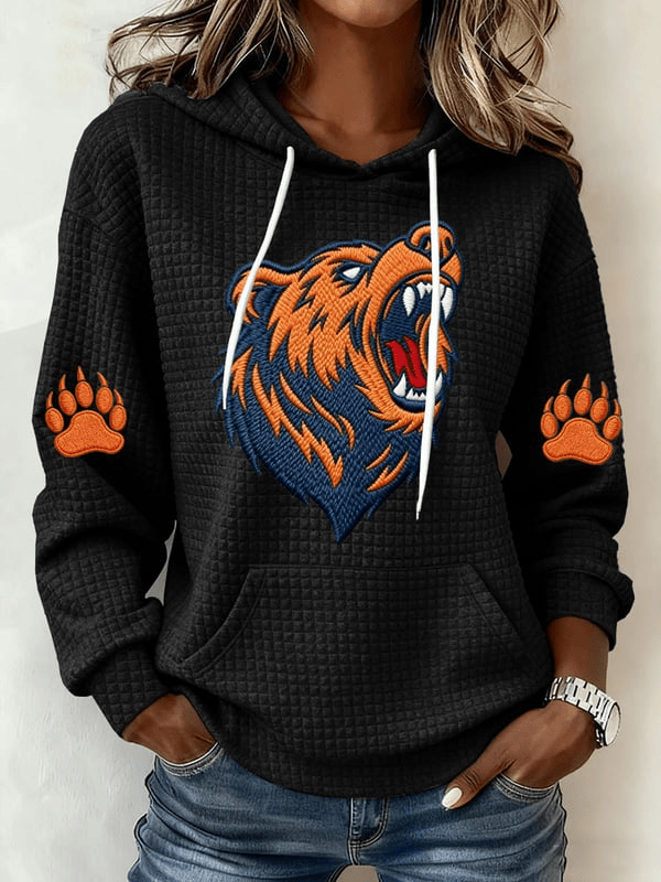 Chicago Football Waffle Hoodie Forever Chicago CB Merch Bears Hoodie Black Gifts For Mom