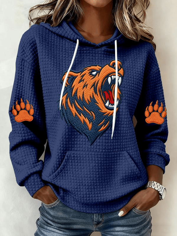 Chicago Football Waffle Hoodie Forever Chicago CB Merch Bears Hoodie Navy Gifts For Mom