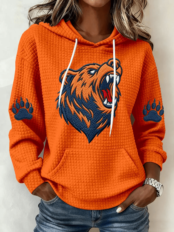 Chicago Football Waffle Hoodie Forever Chicago CB Merch Bears Hoodie Orange Gifts For Mom