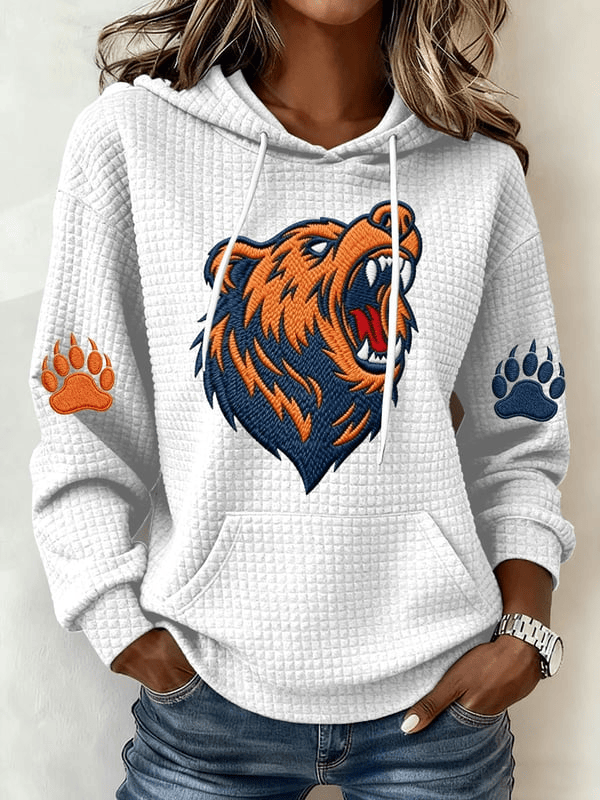 Chicago Football Waffle Hoodie Forever Chicago CB Merch Bears Hoodie White Gifts For Mom