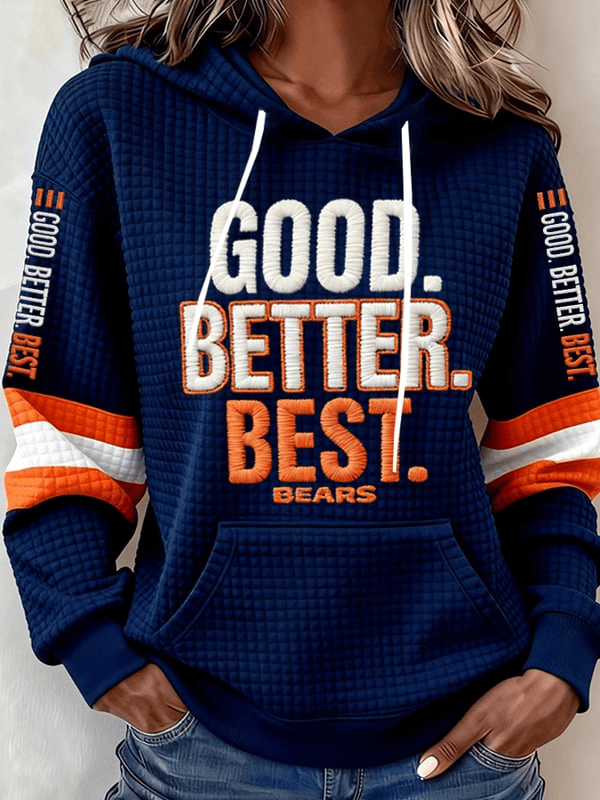 Chicago Football Waffle Hoodie Good Better Best Bears Hoodie Chicago Pride Apparel Navy Chicago Football Waffle Hoodie Good Better Best Bears Hoodie Chicago Pride Apparel Navy