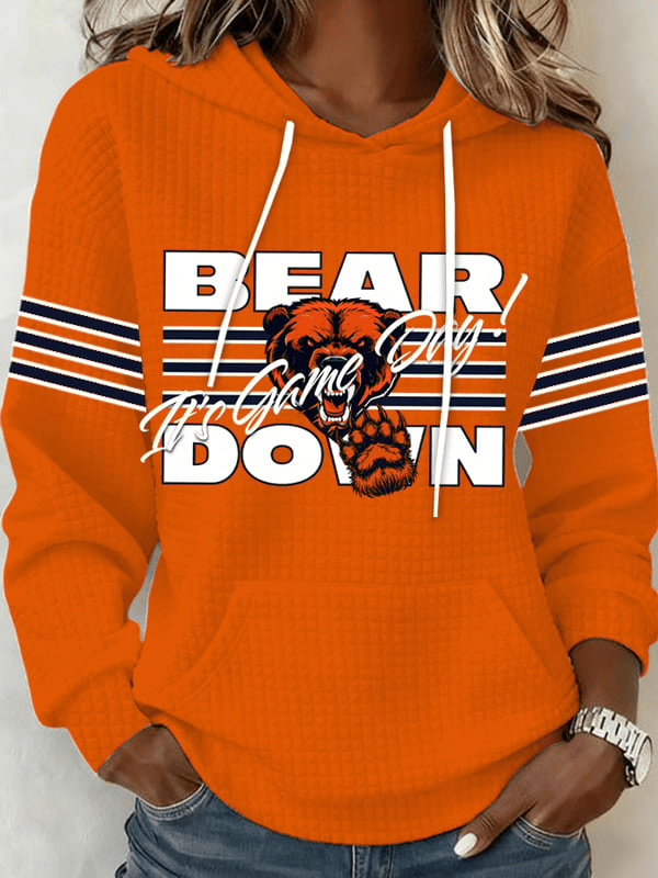 Chicago Football Waffle Hoodie It's Game Day Bear Down Hoodie Presents For Football Fans