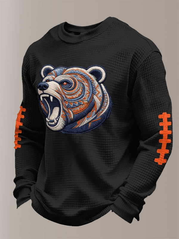 Chicago Football Waffle Long Sleeve Shirt Chicago Pride CB Merch Bear Down Shirt Black Chicago Football Waffle Long Sleeve Shirt Chicago Pride CB Merch Bear Down Shirt Black