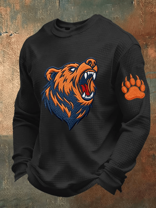 Chicago Football Waffle Long Sleeve T-Shirt Forever Chicago CB Merch Bears Shirt Black Him Gifts