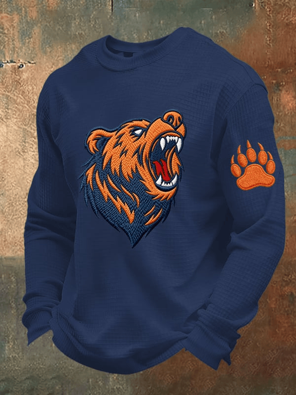 Chicago Football Waffle Long Sleeve T-Shirt Forever Chicago CB Merch Bears Shirt Navy Him Gifts