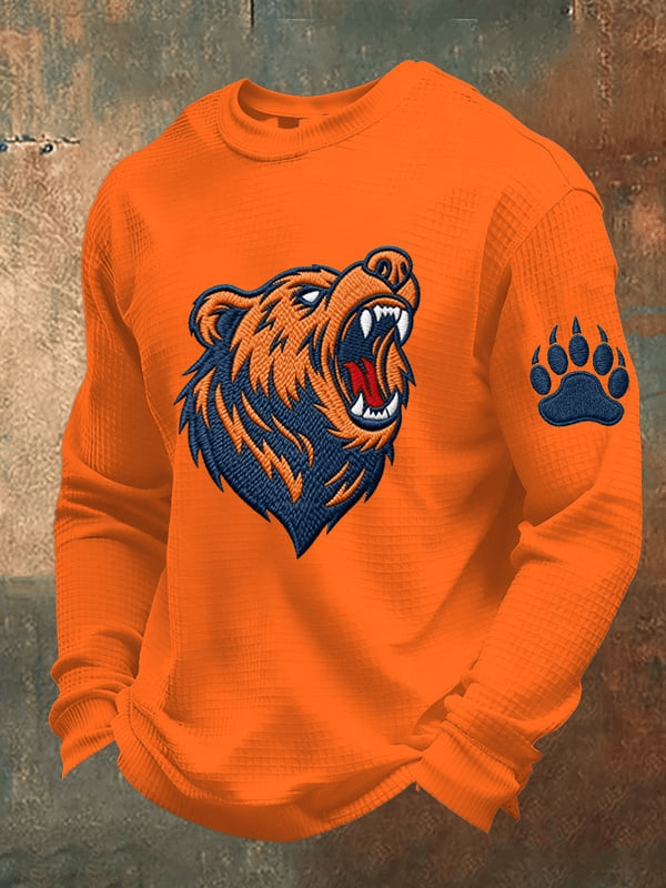Chicago Football Waffle Long Sleeve T-Shirt Forever Chicago CB Merch Bears Shirt Orange Gifts