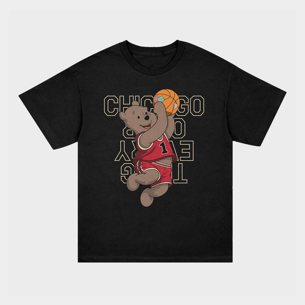 Chicago Over Everything Merch The Hooping Pooh Black T-Shirt Cute Gifts For Her