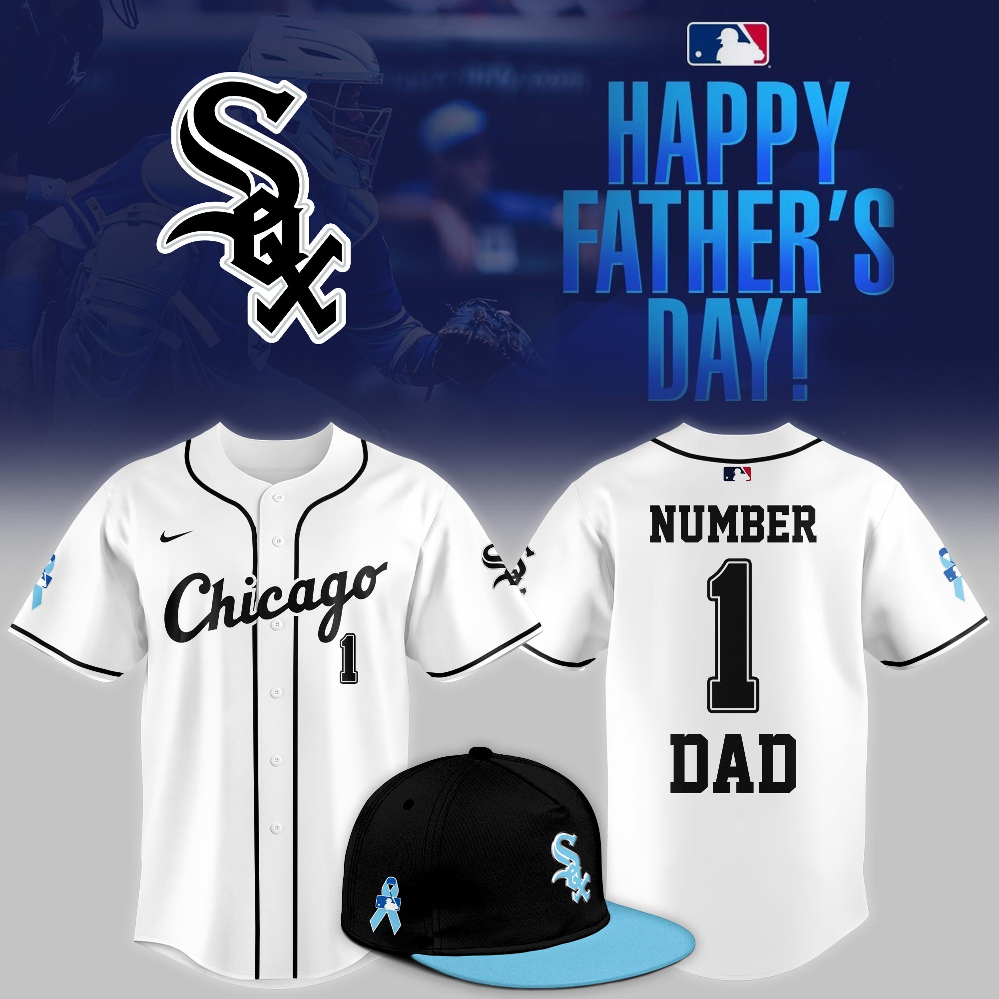 Chicago White Sox 2025 Fathers Day Number 1 Dad Jersey Gift Ideas For Baseball Players