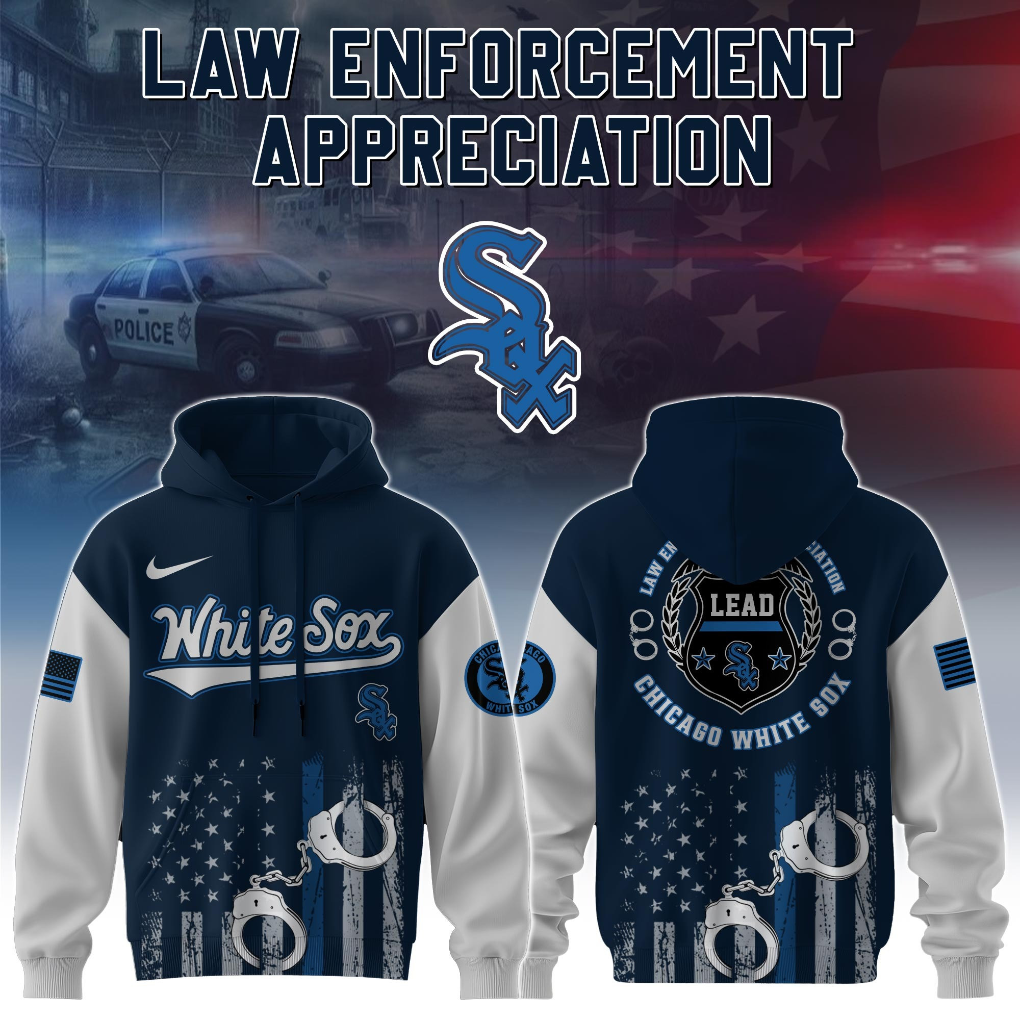 Chicago White Sox MLB Law Enforcement Appreciation Day Hoodie Thin Blue Line Fan Gifts