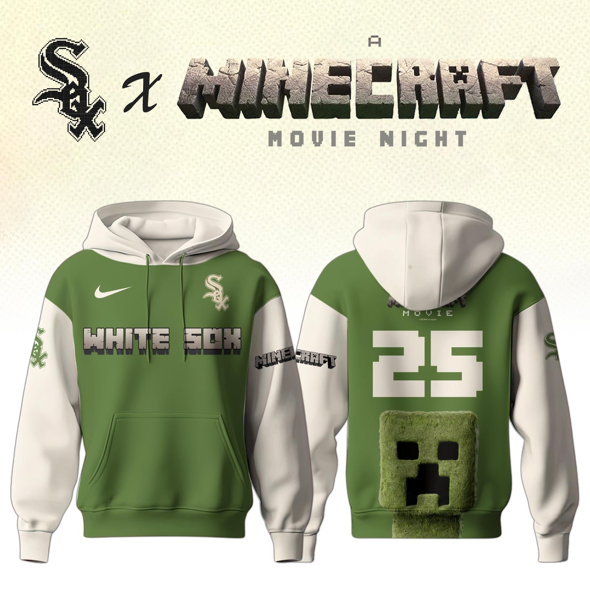 Chicago White Sox MLB x A MINECRAFT MOVIE Night Hoodie Unique Gifts Baseball Fans