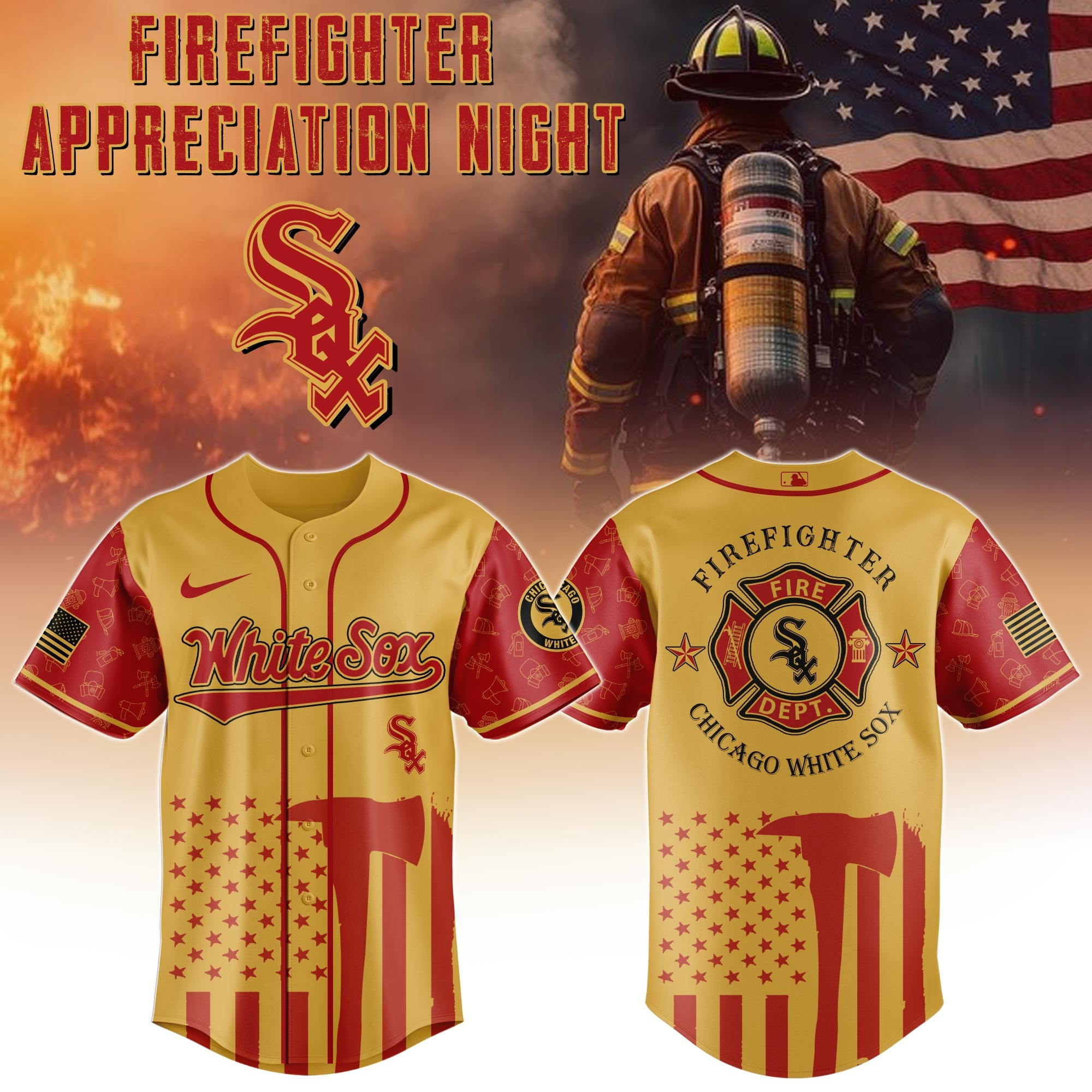 Chicago White Sox MLB x Firefighter Appreciation Night Jersey 2025 Cool Baseball Gifts